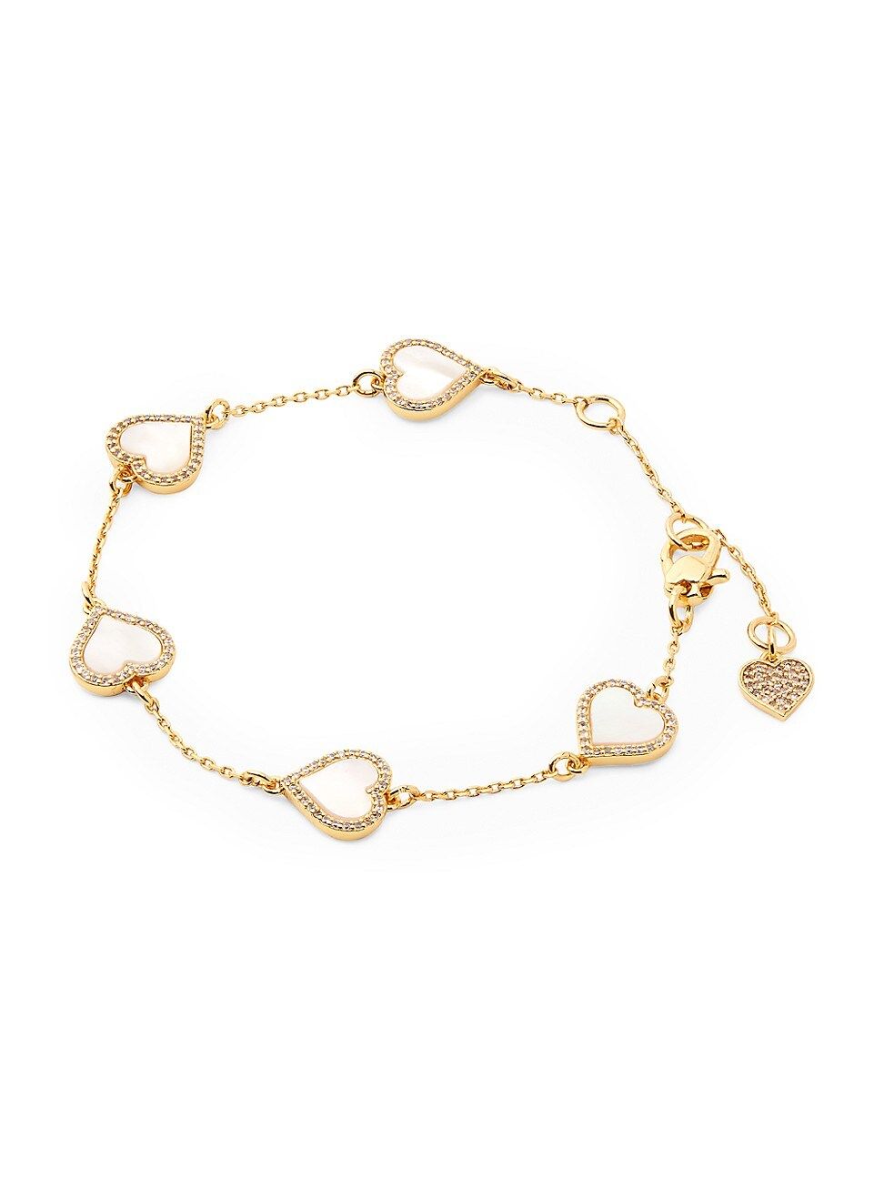 Women's Take A Heart Goldtone Mother-Of-Pearl & Cubic Zirconia Line Bracelet - Gold - Gold | Saks Fifth Avenue