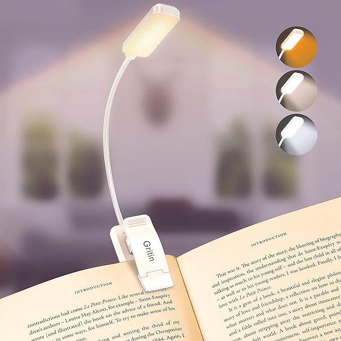 Gritin 9 LED Rechargeable Book Light for Reading in Bed -Eye Caring 3 Color Temperatures,Stepless... | Amazon (US)
