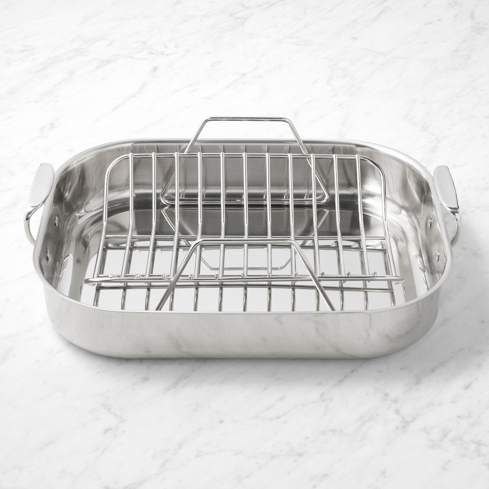 All-Clad Stainless-Steel Roasting Pan with Rack, XXL | Williams-Sonoma