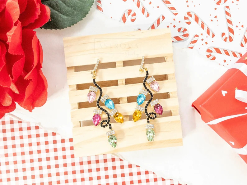 Christmas Lights Crystal Earrings  Festive Holiday Earrings  - Etsy | Etsy (US)