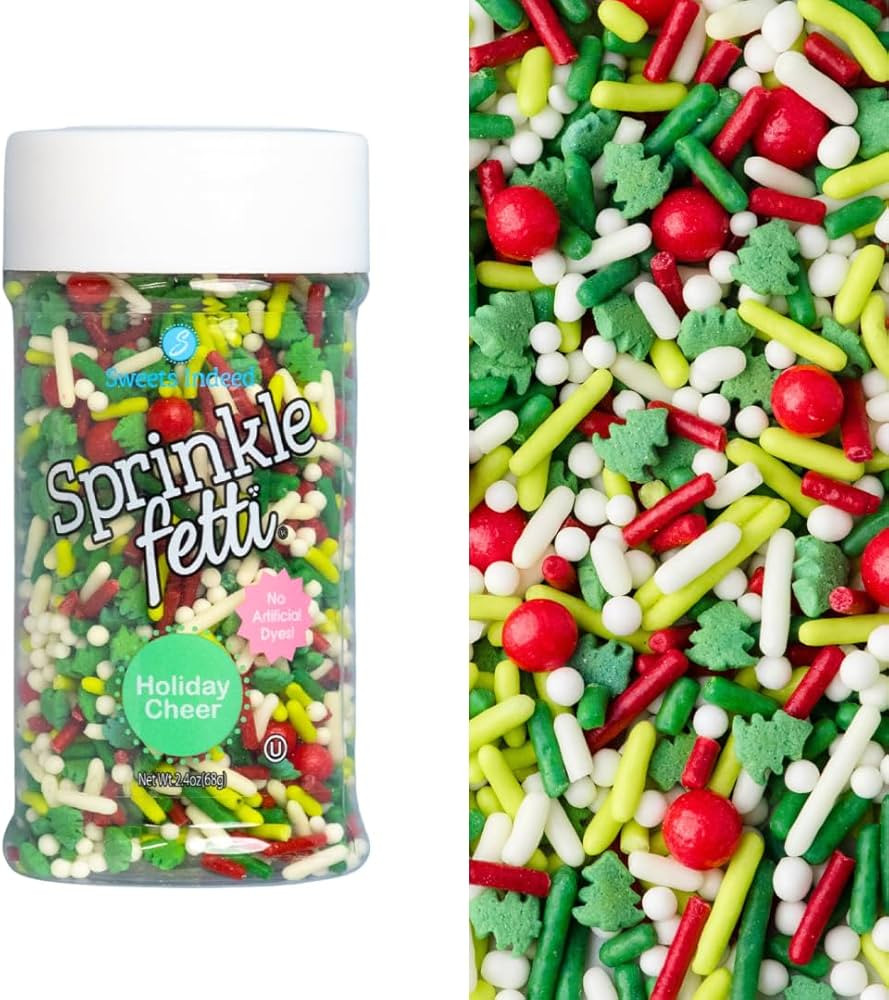 Sweets Indeed Sprinklefetti Holiday Cheer Dye Free Christmas Sprinkles – 2.4 oz Jar | Red, Gree... | Amazon (US)