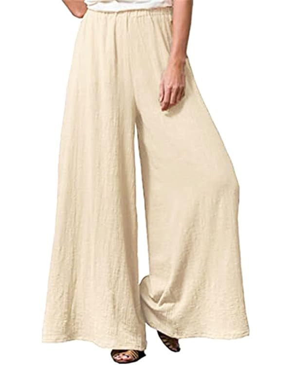 Linen Pants Wide Leg Palazzo Trousers | Amazon (US)
