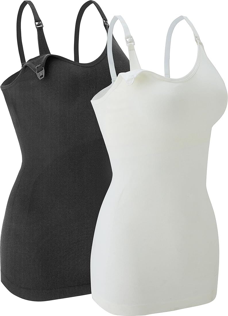 Nursing Tank Tops for Breastfeeding - Pregnancy Must Haves Maternity Camisoles with Built in Bra | Amazon (US)