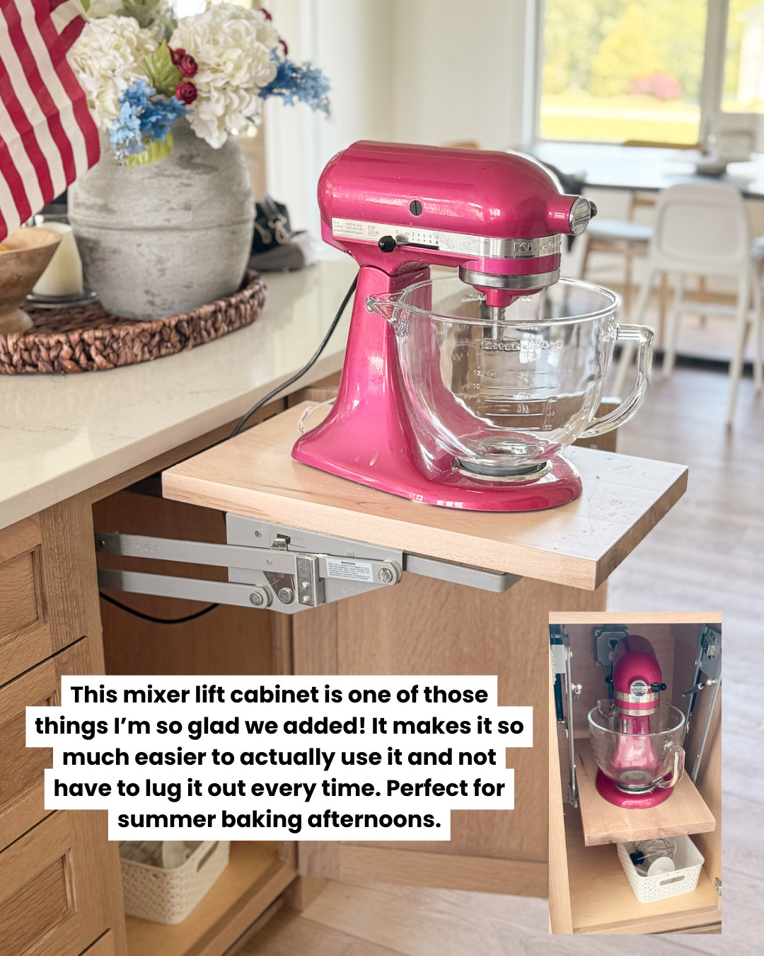 This mixer lift has been a game changer. No more lifting it out and we actually use it now! Perfect for afternoon baking. 

mixer lift cabinet, kitchen cabinet ideas, baking station, small kitchen upgrade 

 #LTKHome #LTKFamily