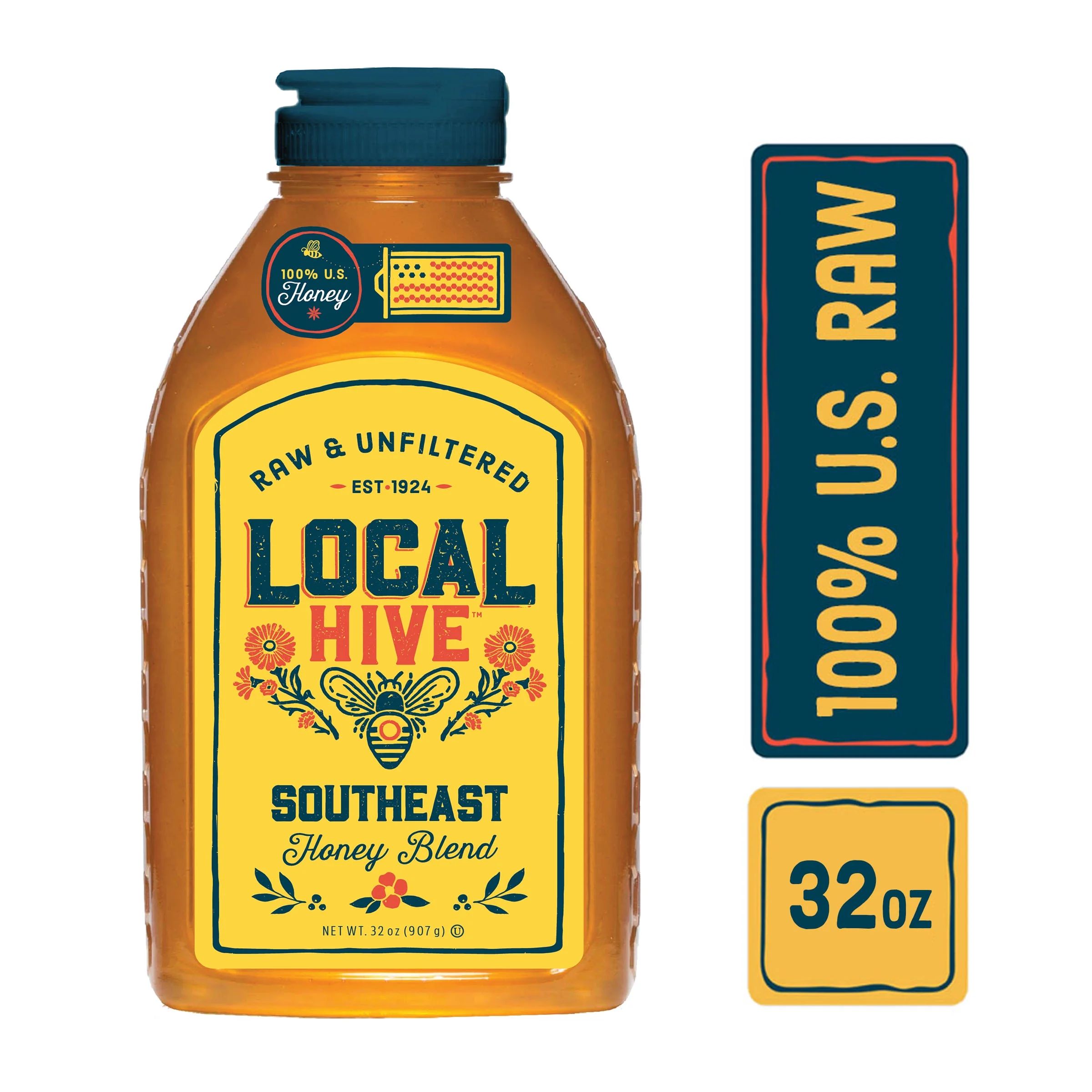 Local Hive, Raw & Unfiltered, 100% U.S. Southeast Honey Blend, 32oz Bottle - Walmart.com | Walmart (US)