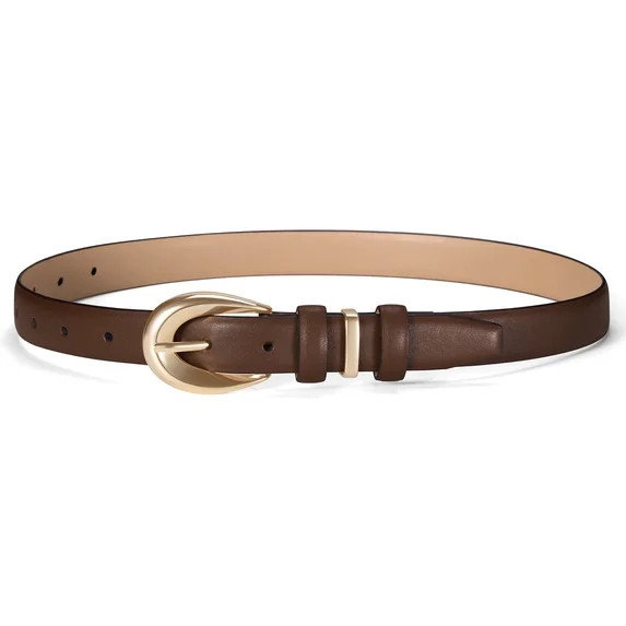 Fianmy Women Skinny Leather Belt with Gold Buckle, Ladies Faux Leather Belts for Jeans Pants Dres... | Walmart (US)