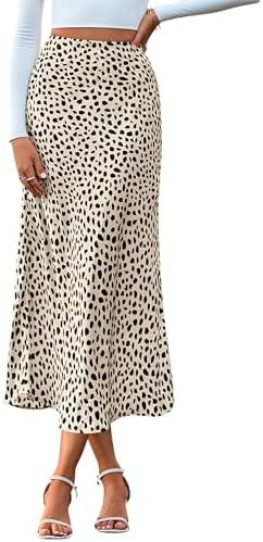 BTFBM Satin Skirts for Women 2025 Fall Winter High Waisted A-Line Leopard Print Floral Cocktail W... | Amazon (US)