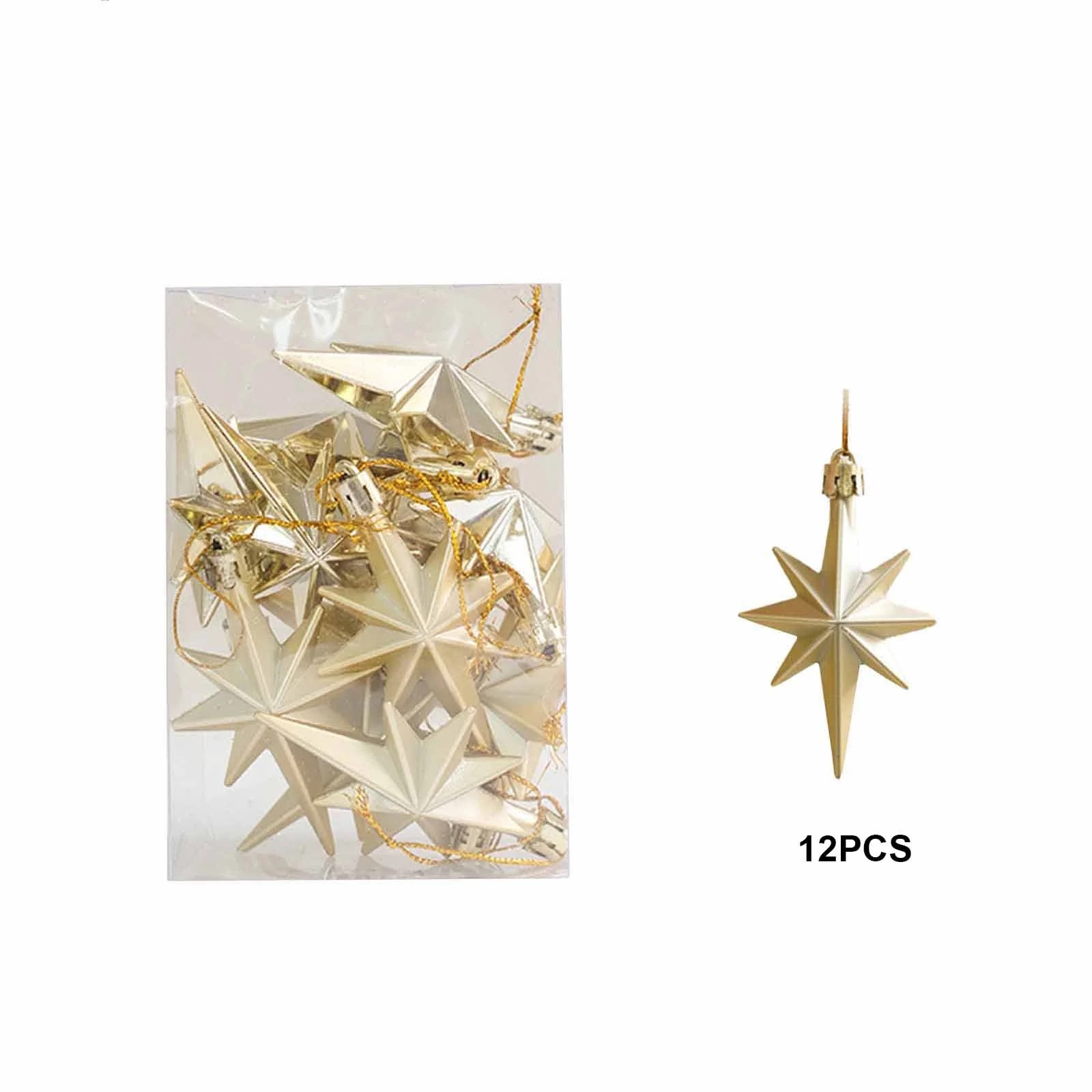 dajkiuy 12 Pcs Christmas Star Ornaments Christmas Tree Decoration 3D Glitter Gold Star 8 Point St... | Walmart (US)