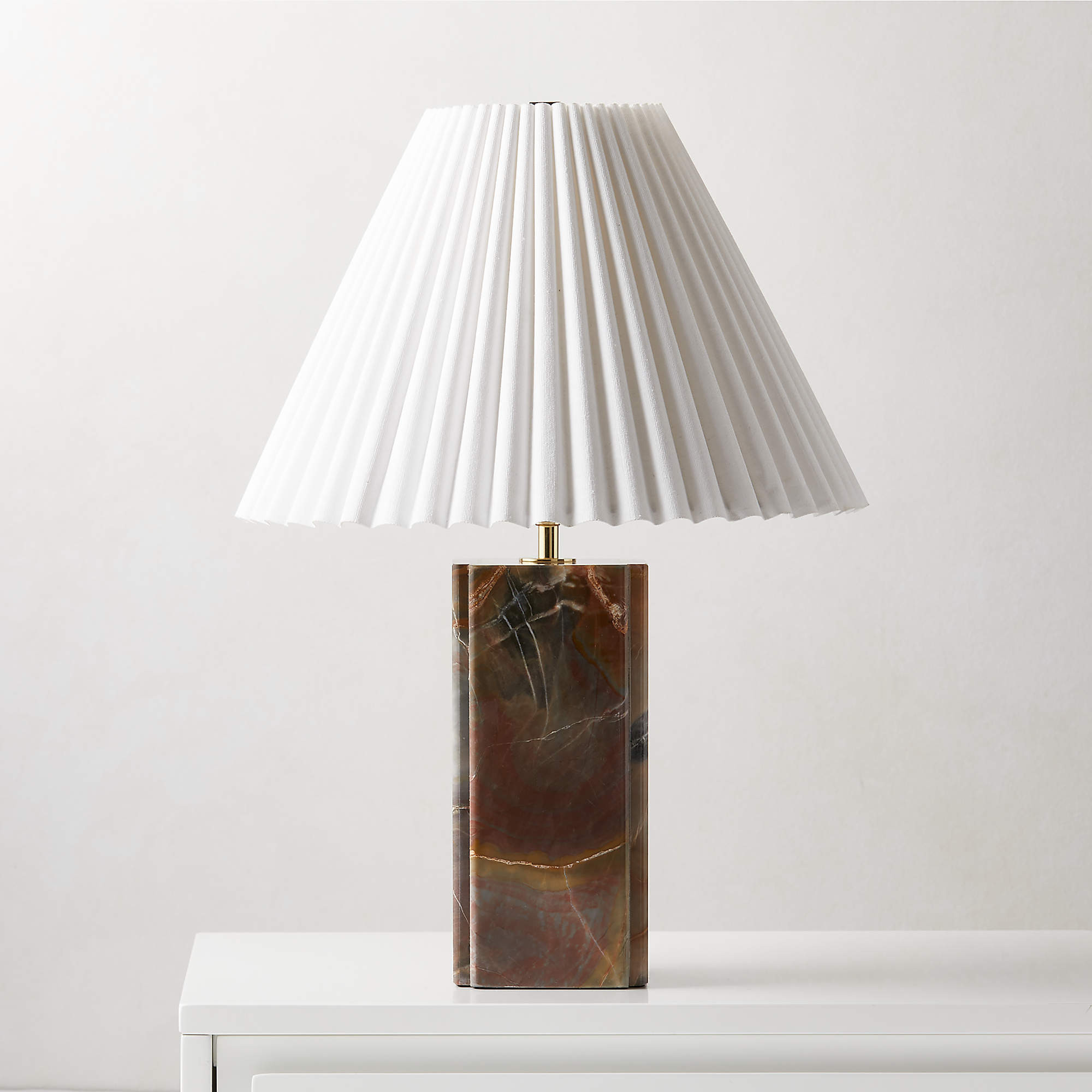 Bianca Black Marble Table Lamp with Pleated Linen Shade + Reviews | CB2 | CB2