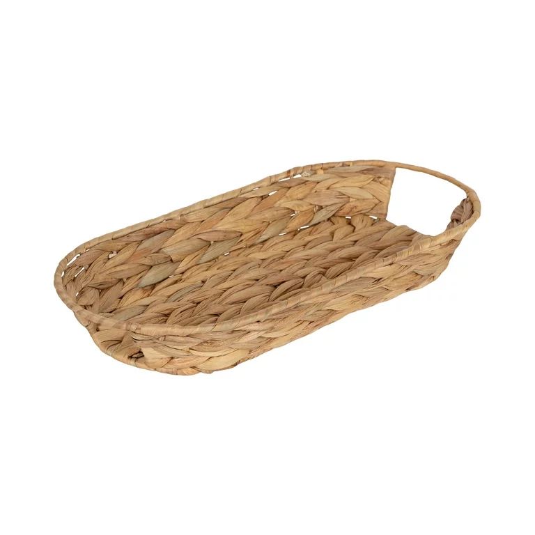 Design Ovation 7.25” x 16” Natural Tan Woven Oval Centerpiece Tray in Water Hyacinth Material | Walmart (US)