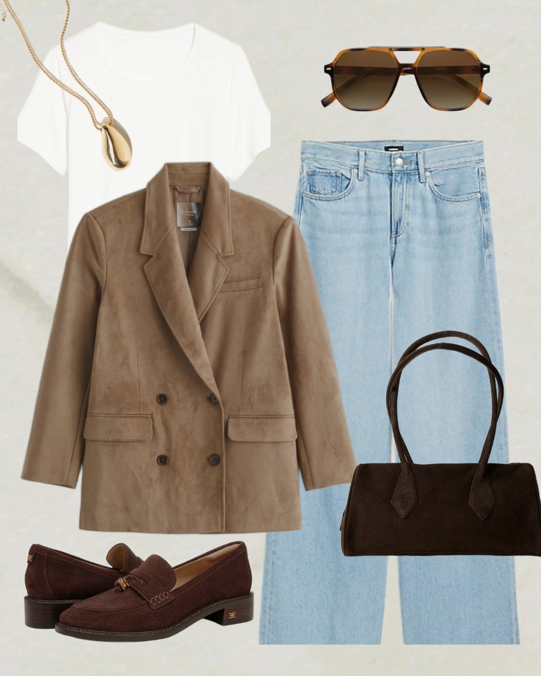 Fall Transition, business casual fall blazer outfit, white tshirt wide leg jeans suede blazer brown loafers 

#LTKStyleTip #LTKWorkwear #LTKShoeCrush