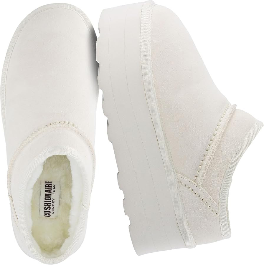 CUSHIONAIRE Huggy-2 Platform Slippers for Women, Cozy Genuine Suede Slip-On Ankle Boots for Indoo... | Amazon (US)