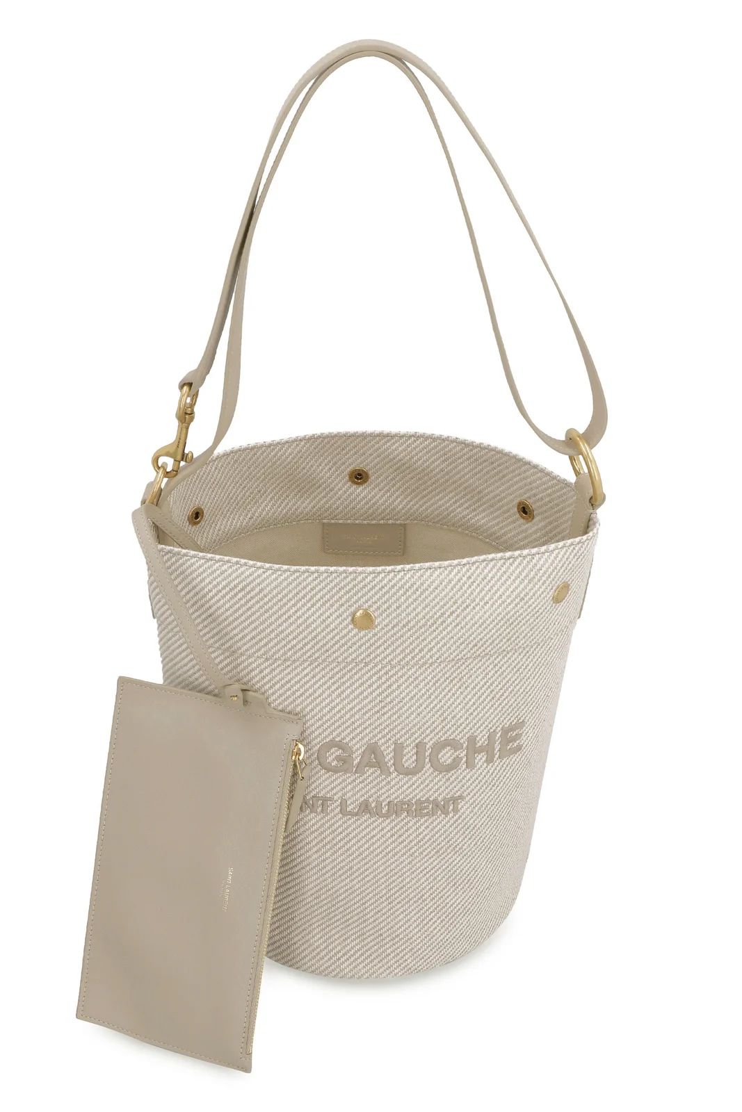 Saint Laurent Rive Gauche Logo Detailed Bucket Bag | Cettire Global