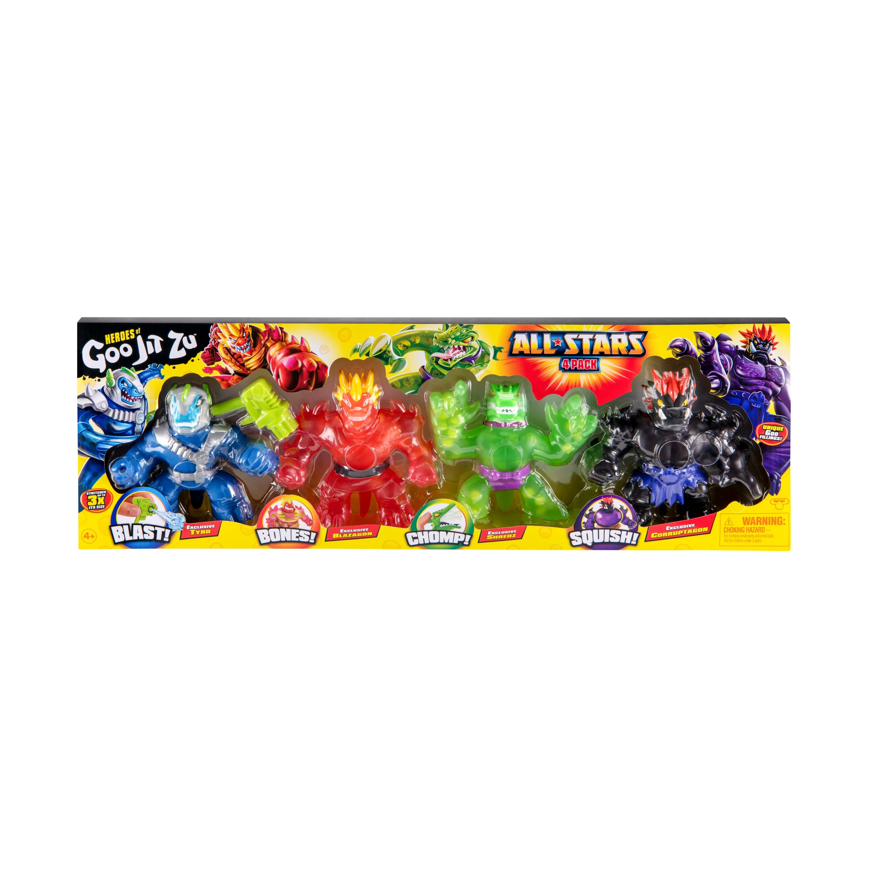Heroes Of Goo Jit Zu All Stars 4 Pack. Includes 4 Exclusive Figures: Tyro, Blazagon, Shredz, Corr... | Walmart (US)