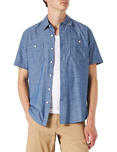 Amazon Essentials Men's Regular-Fit, Short-Sleeve Button-Down Chambray Shirt - Rinsed, Large | Amazon (US)