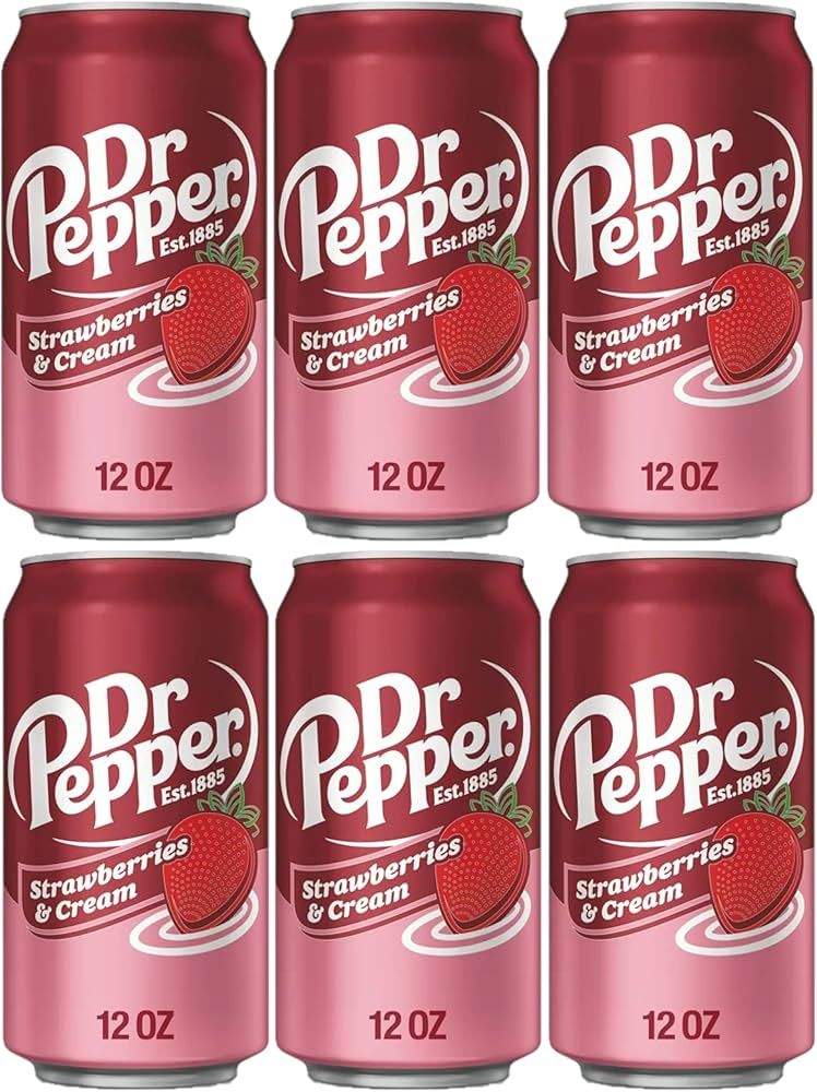 Dr Pepper Strawberries and Cream, 12oz Cans, Pack of 6 | Amazon (US)