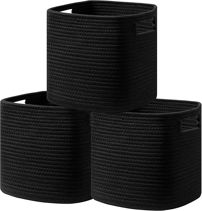 UBBCARE Set of 3 Cotton Rope Basket 11 X 10.5 X 10.5 Inches, Woven Storage Baskets for Shelves, O... | Amazon (US)