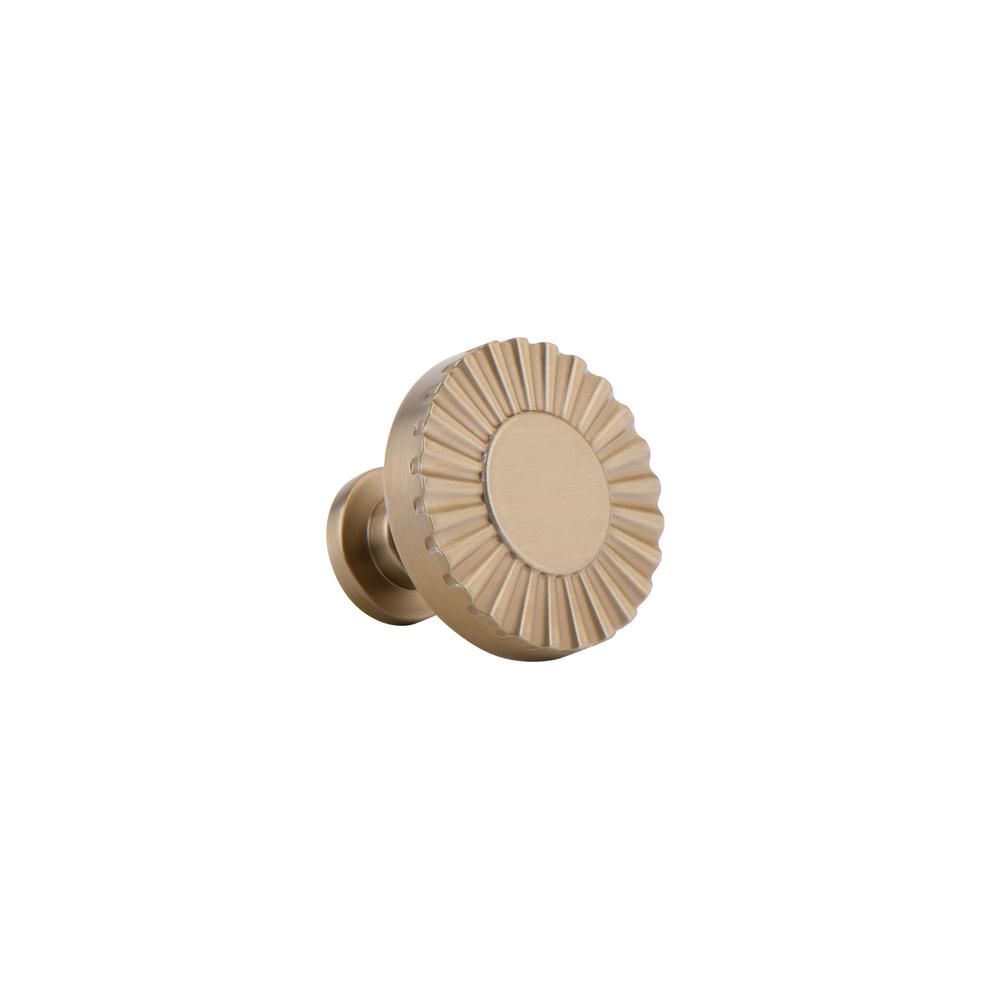 Celestial Series 1.34 in. Satin Brass Off Center Cabinet Knob (10-Pack) | The Home Depot