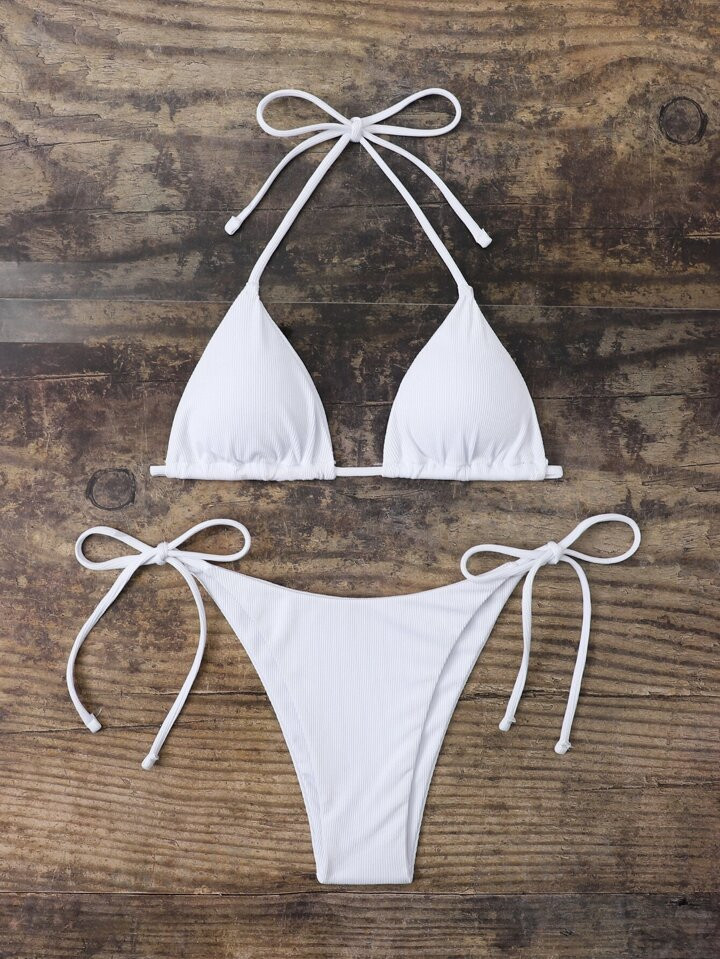 SHEIN Swim Halter Triangle Tie Side Bikini Swimsuit | SHEIN