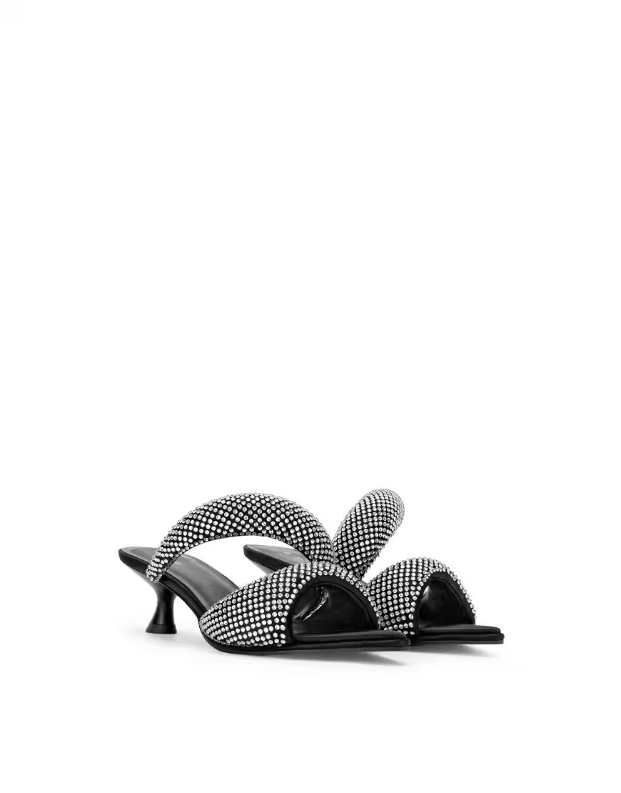 JW PEI Sara heeled mules in crystal-Silver | ASOS (Global)