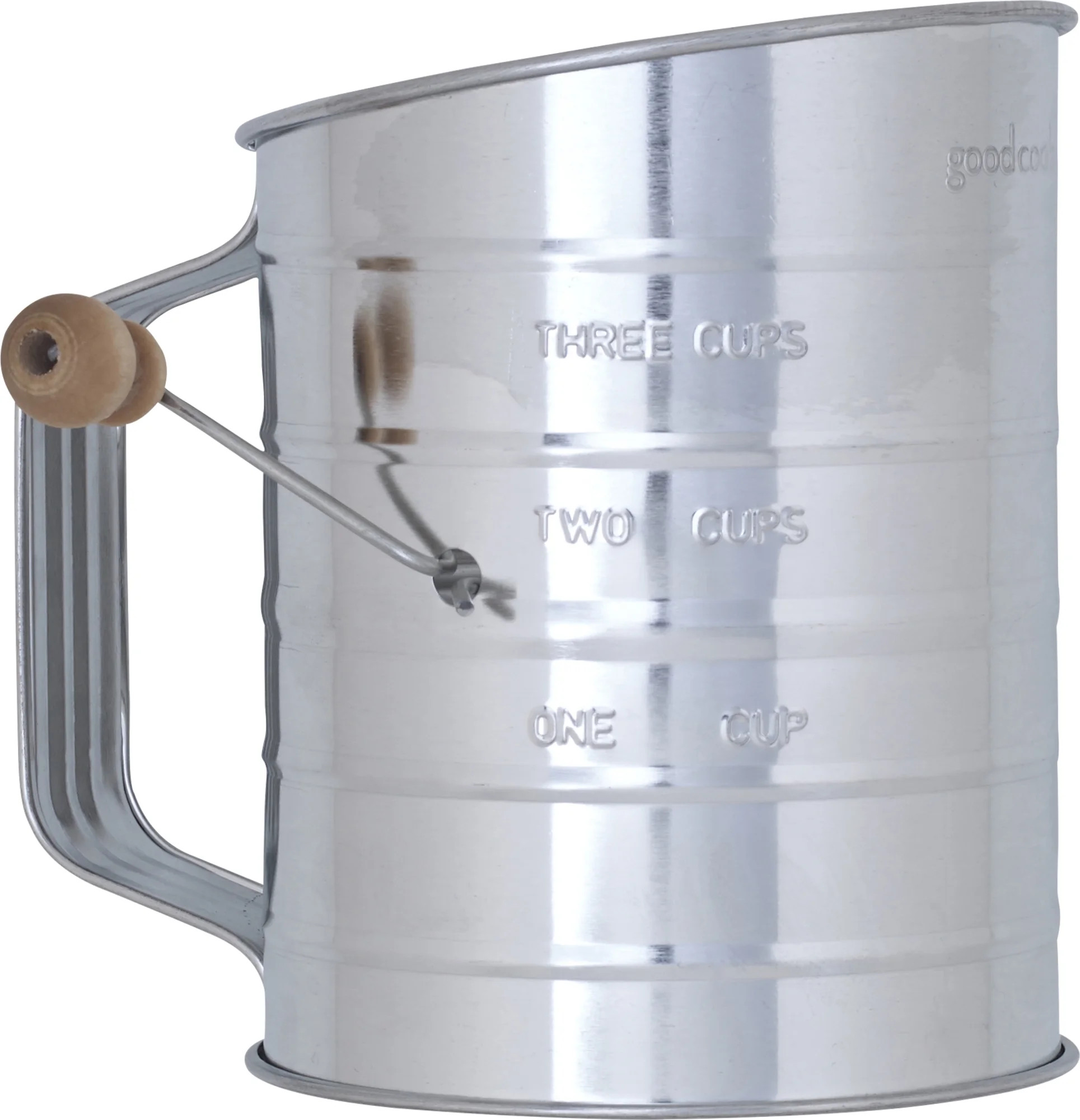 Mainstays 3-Cup Metal Tin Flour Sifter with Wooden Crank Knob, Silver - Walmart.com | Walmart (US)