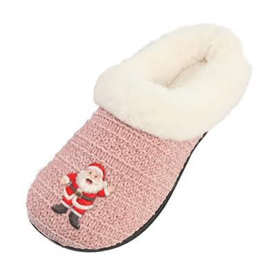 Roxoni Women’s Cozy Slippers with Soft Faux Fur Lining & Indoor Outdoor Sole – Pink Santa – Size S, Holiday Gift Footwear | Target