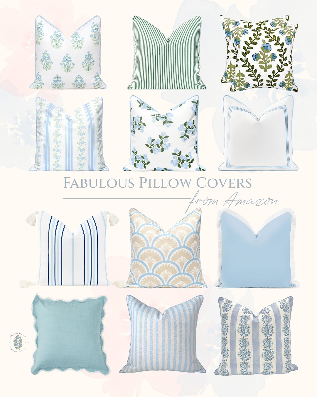 These are some of my favorite spring and summer pillow covers from Amazon. They are the perfect mixture of white and blue and also added some greens for a coastal grand millennial style. #AmazonFines Amazon home, Amazon decor, Amazon, pillows, blue and white, blue and green, hydrangeas, coastal grandmother style, home accessories, interiors, decor

#LTKSeasonal #LTKHome #LTKStyleTip