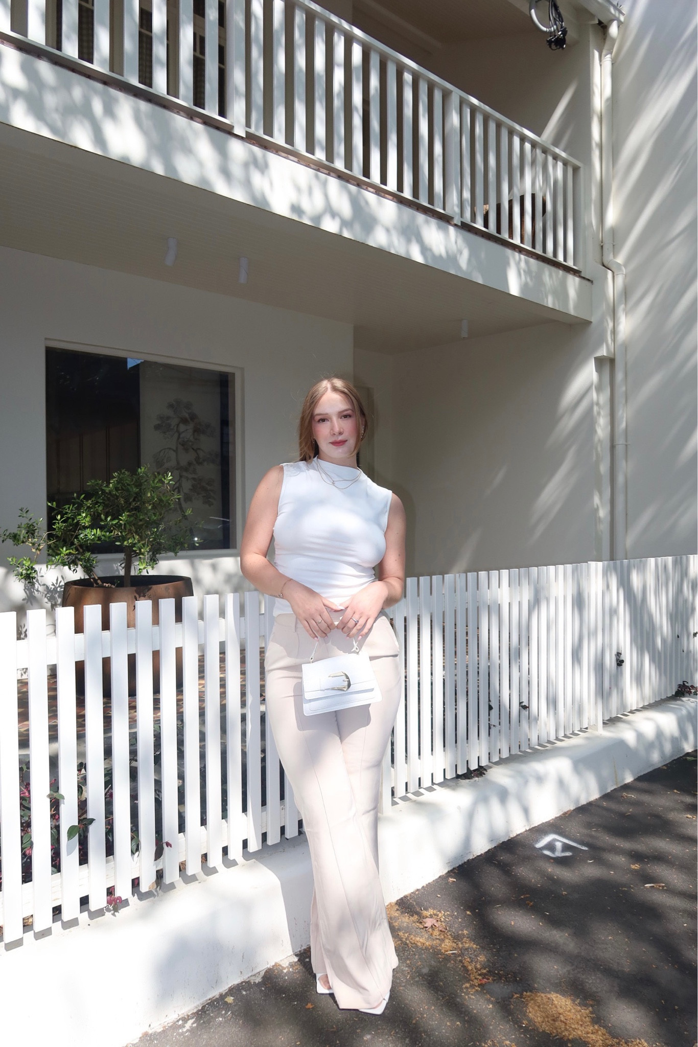 Discount code: ASH20 Petal and Pup: high quality women’s minimalistic fashion. White sleeveless top, cream/beige pants and white gold detailing bag. Perfect for dinner, work and dressing for spring! SIZE: 8 top and size 10 pants. 

#LTKaustralia #LTKSeasonal #LTKworkwear
