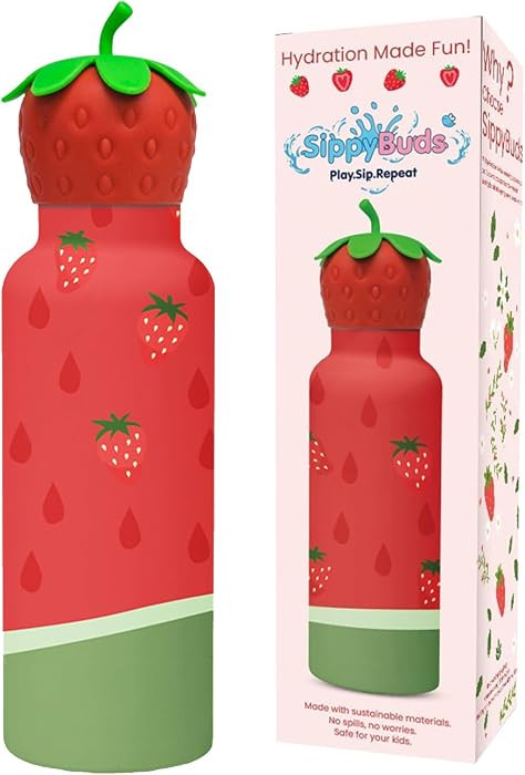 Meet the Strawberry Delight Water Bottle - Insulated with Strawberry Design for Enthusiasts - Sta... | Amazon (US)