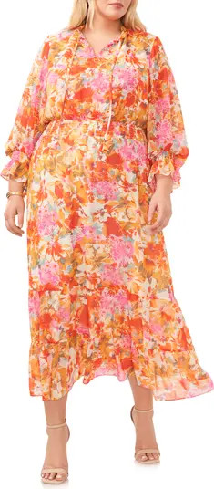 Floral Smocked Three Quarter Sleeve Maxi Dress | Nordstrom