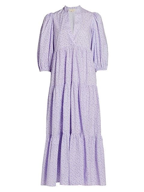 Puff-Sleeve Floral Cotton Maxi Dress | Saks Fifth Avenue