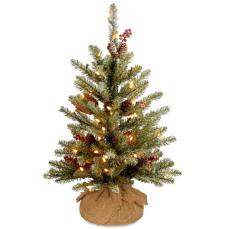 2 ft. Pre-Lit Burlap Base Fir Christmas Tree | Kirkland's Home