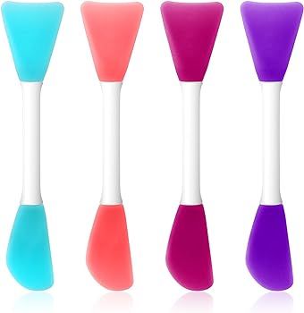 Silicone Face Mask Applicator, 4 PCS Double-End Mask Brushes for Facial Mud Mixing Spatula Soft M... | Amazon (US)