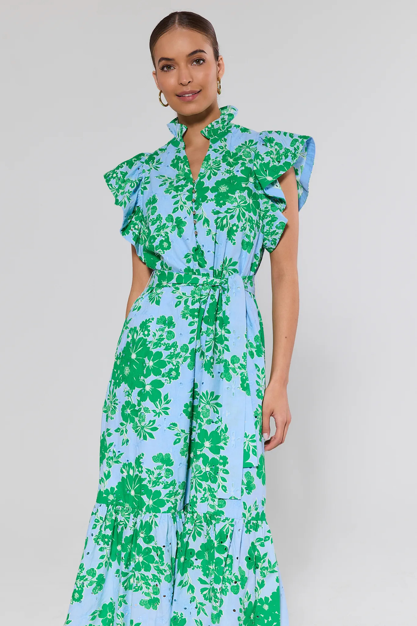 Heather Blue Floral Midi Dress | Avara