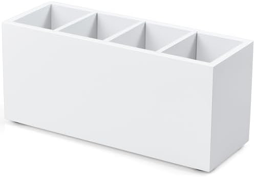 Bivvclaz Pencil Pen Holder for Desk, Wooden Office Desk Organizers and Accessories with 4 Slots f... | Amazon (US)