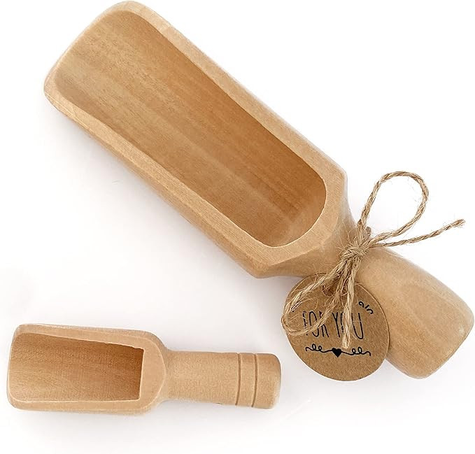 Wooden Scoop (5.5"+3") 1Big 1Small bath salt scoop Natural Beech Wood Scoop for Flour, Bath Salt,... | Amazon (US)
