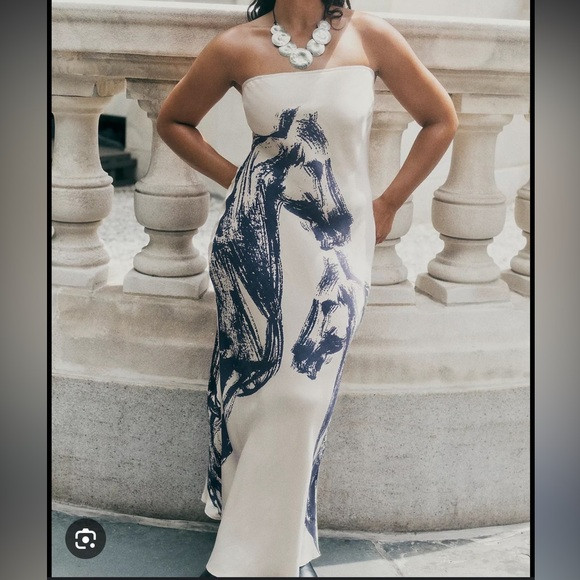Anthropologie Conditions Apply Strapless Horse Slip Dress | Poshmark