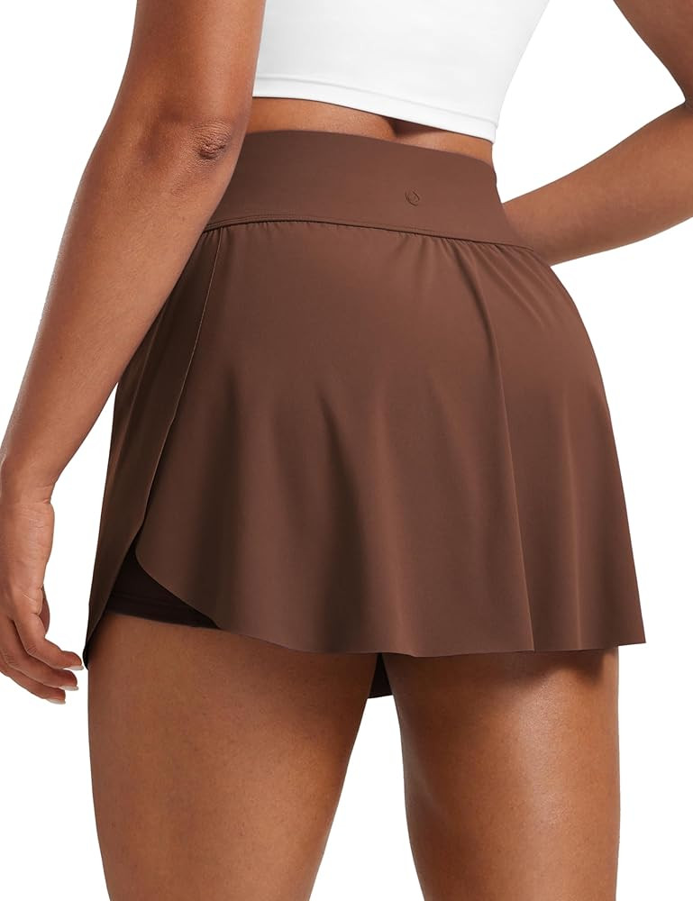 CRZ YOGA High Waisted Side Slit Tennis Skirts for Women - Mini Lined A Line Running Athletic Skor... | Amazon (US)