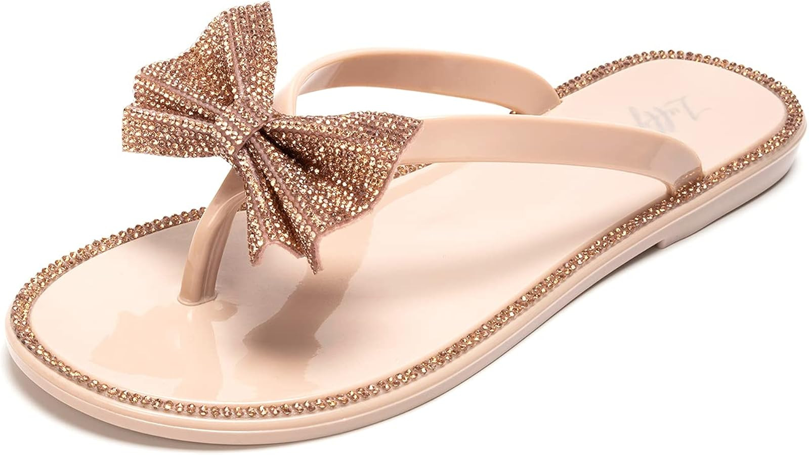Luffymomo Women's Rhinestone Flip Flops Beach Flat Thong Sandals | Amazon (US)