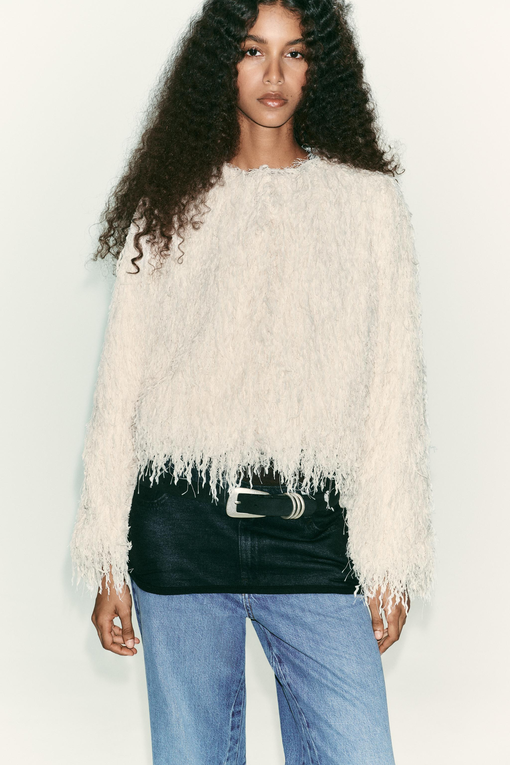 FEATHER FRINGE METALLIC THREAD JACKET | Zara US