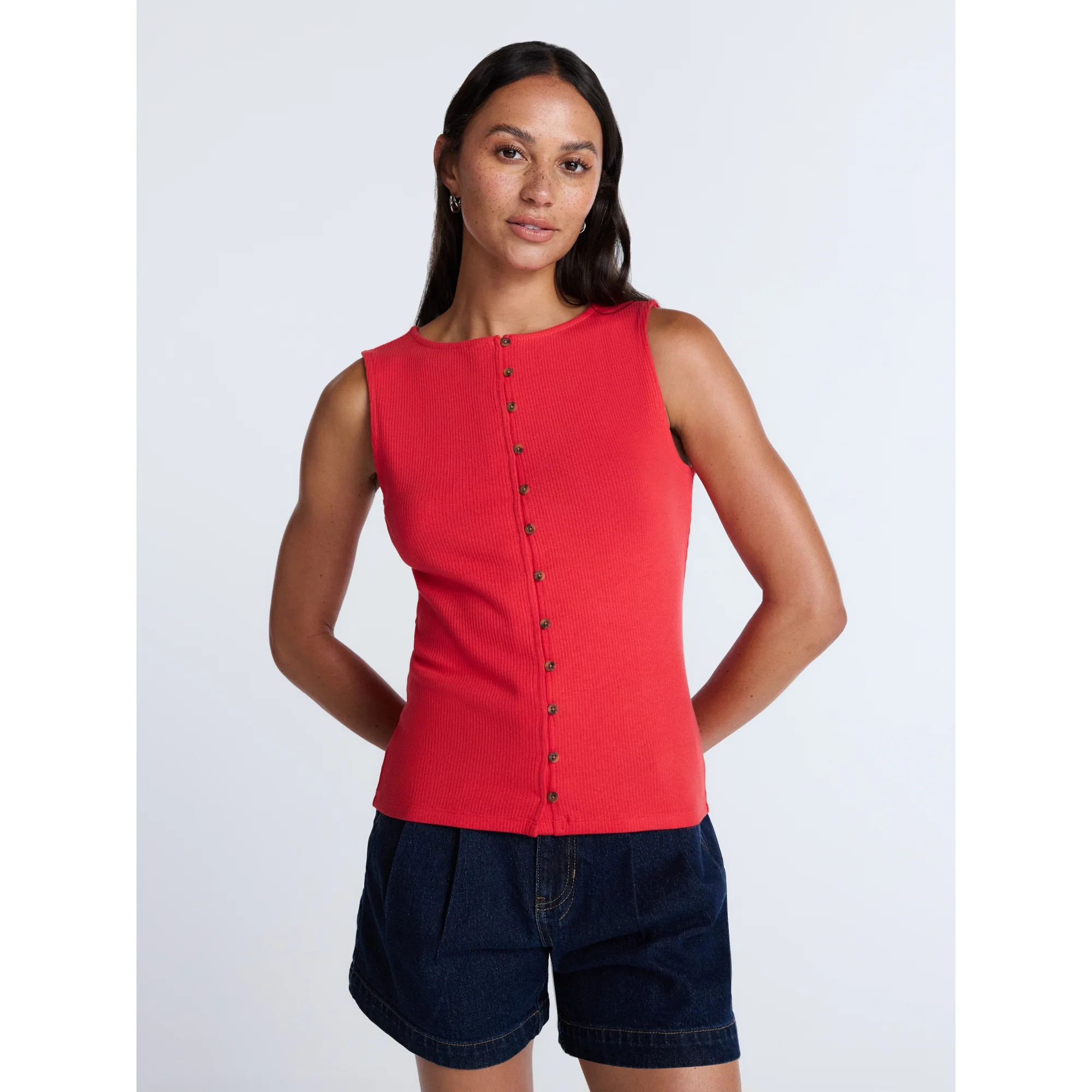Time and Tru Women's Button Front Tank Top, Size XS-XXXL | Walmart (US)