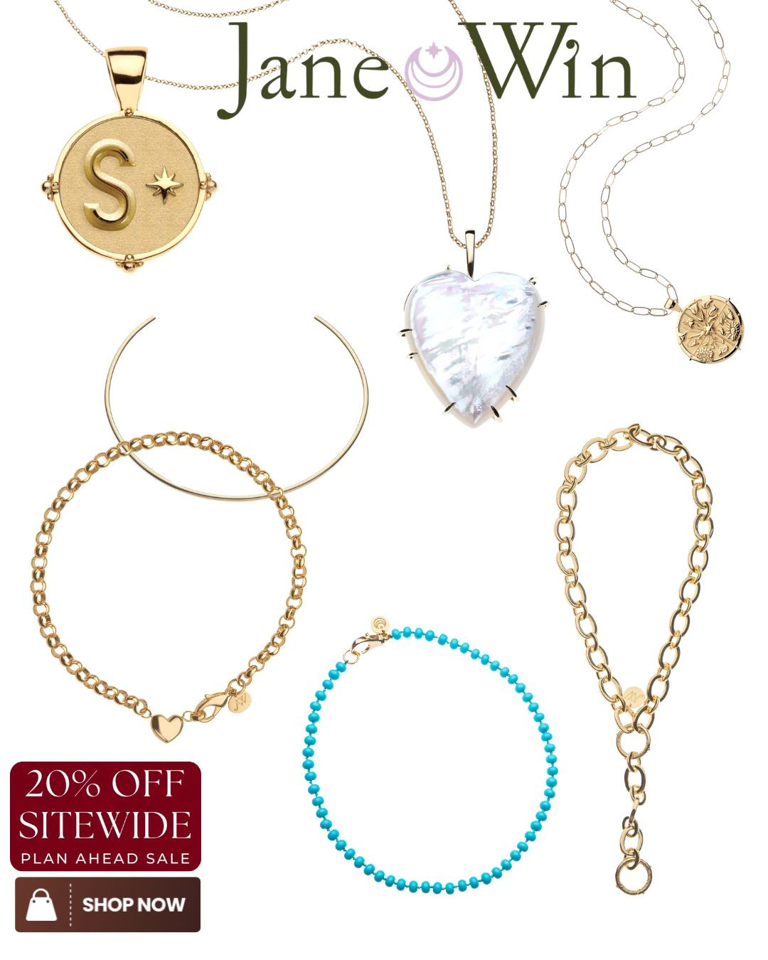 SALE 20% OFF Jane Win. One of my favorite accessories brands. I have several pendants and necklaces. Now is the time to think about that special gift for Christmas or treating yourself

#LTKOver40 #LTKgrwm #LTKSaleAlert