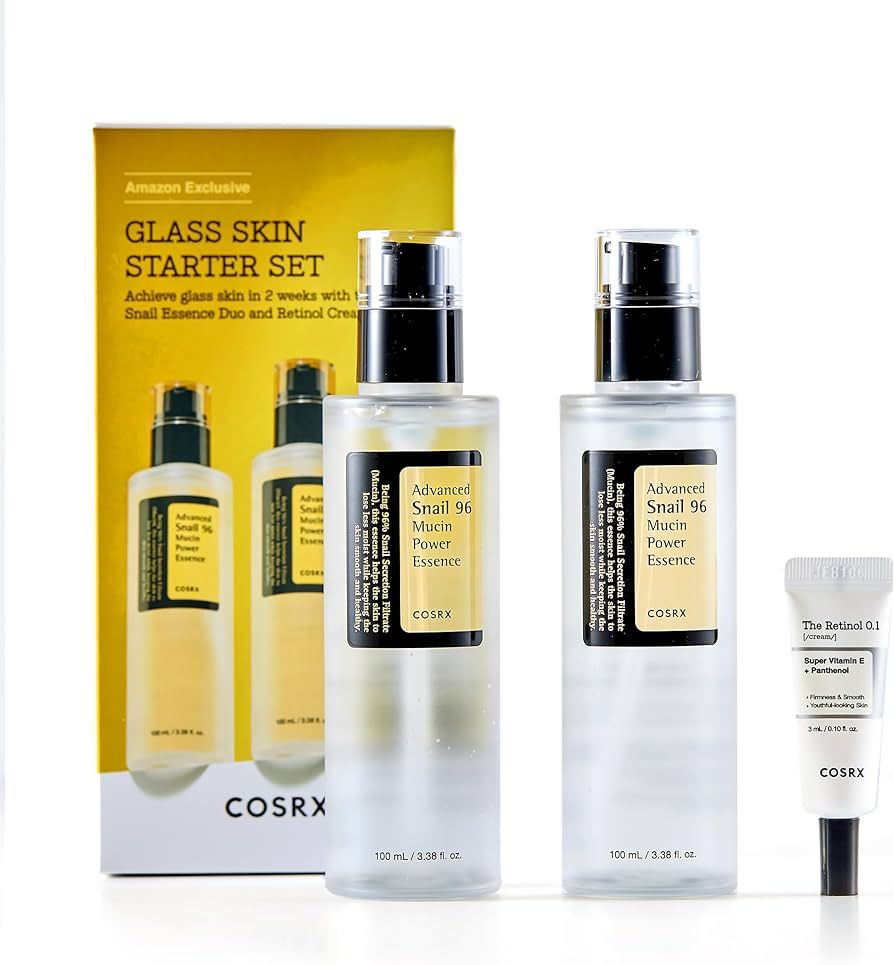 COSRX Glass Skin Starter Set, Advanced Snail 96 Mucin Power Essence (1.69 fl.oz*2) & Retinol 0.1 ... | Amazon (US)