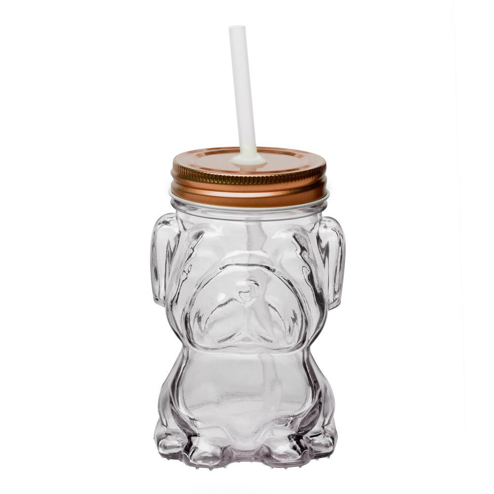 Amici Home Mad Dog 6-Piece Clear Glass Mason Jar Drinkware Set with Copper Lid | The Home Depot