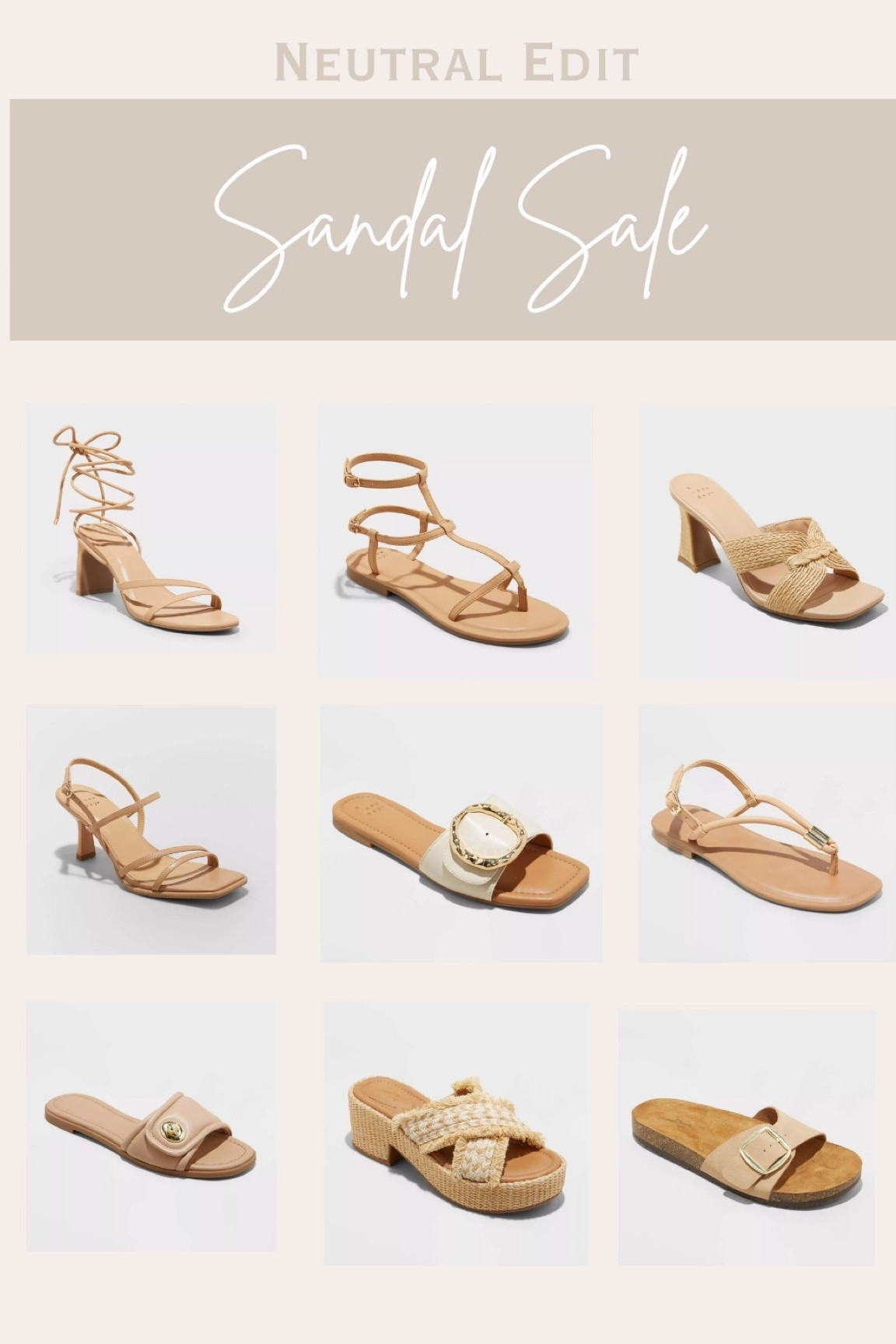 Neutral sandal sale
At Target! 20% all shoes. Perfect time to stock up on summer shoes before they start selling out. #sandals #neutral #shoesale

#LTKSaleAlert #LTKTravel #LTKShoeCrush