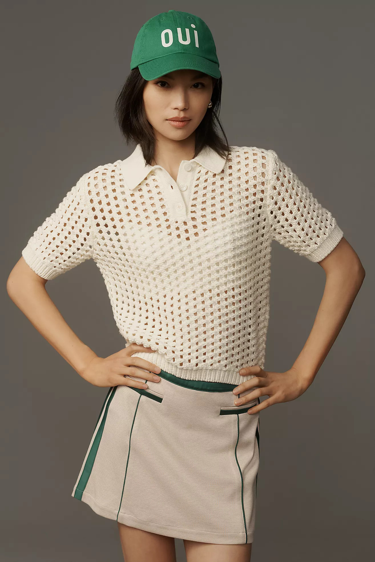 Grey Lab Collared Mesh Sweater Tee | Anthropologie (US)