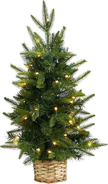 Nearly Natural 2ft. Artificial Christmas Tree with 35 Clear LED Lights in Decorative Basket | Amazon (US)