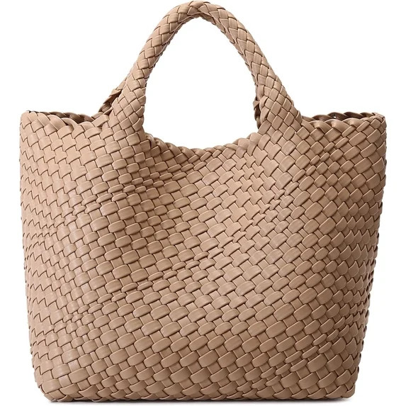 Woven Bag for Women, Vegan Leather Tote Bag Large Summer Beach Travel Handbag and Purse Retro Han... | Walmart (US)