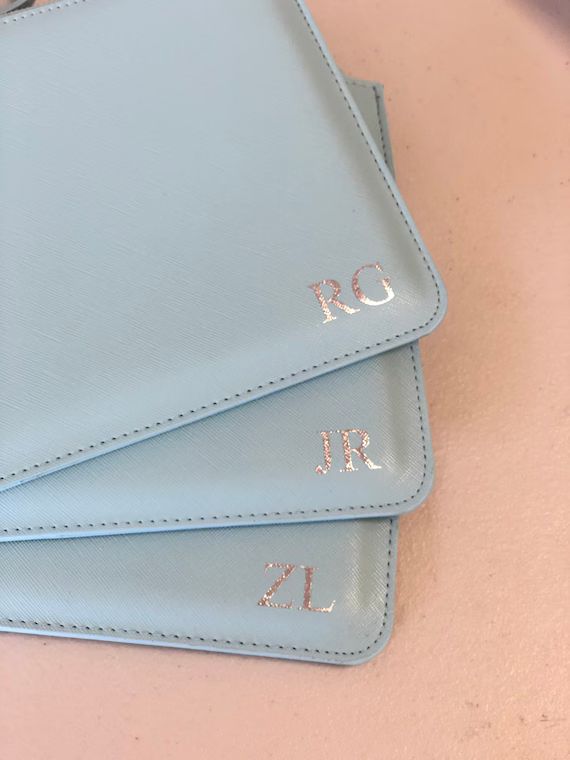 Light Blue Personalised Clutch Bag Monogram Gift for Her | Etsy | Etsy (US)