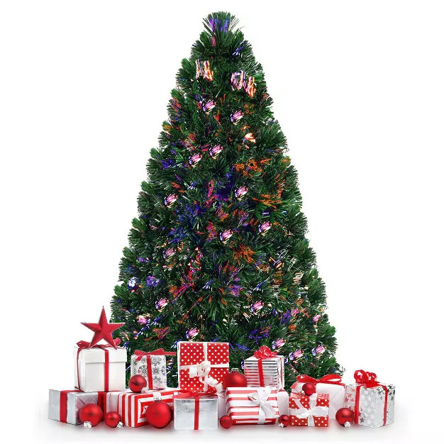 Costway Pre-Lit Fiber Optic Artificial PVC Christmas Tree Metal 5Ft | Target